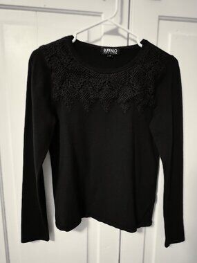 Buffalo Sweater Lace Yoke Pullover, Black - Size S